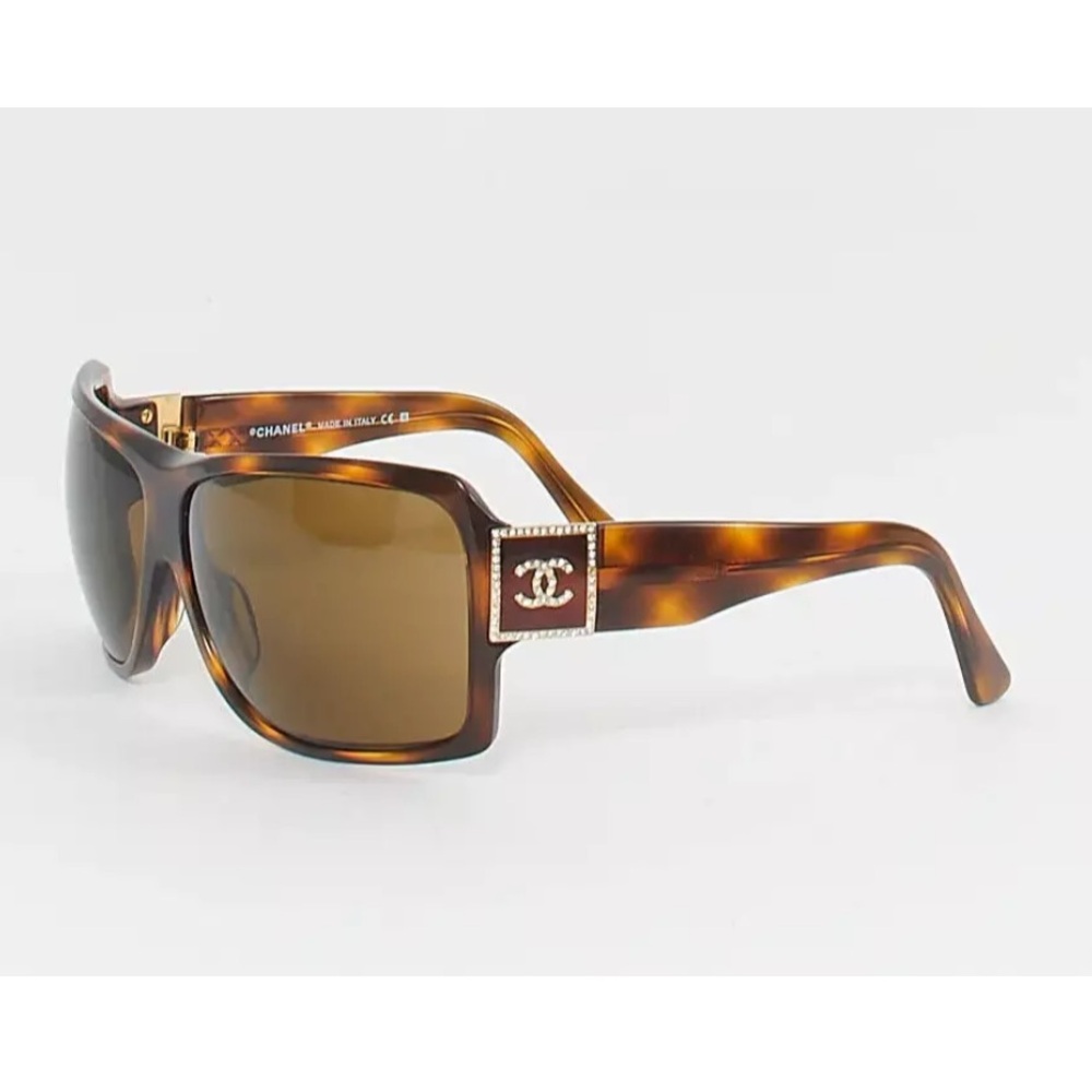 Chanel tortoise rhinestone large sunglasses